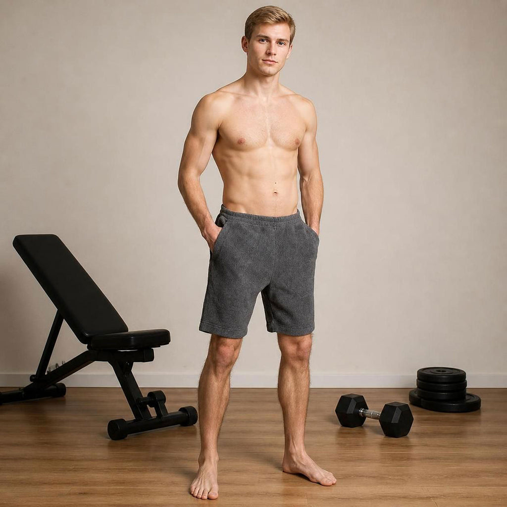 TETON 100% Organic Cotton Fleece Sweat Shorts (OC Thread, Covered Organic Elastic Waist, No Polyester, No Synthetics) (100% Biodegradable)