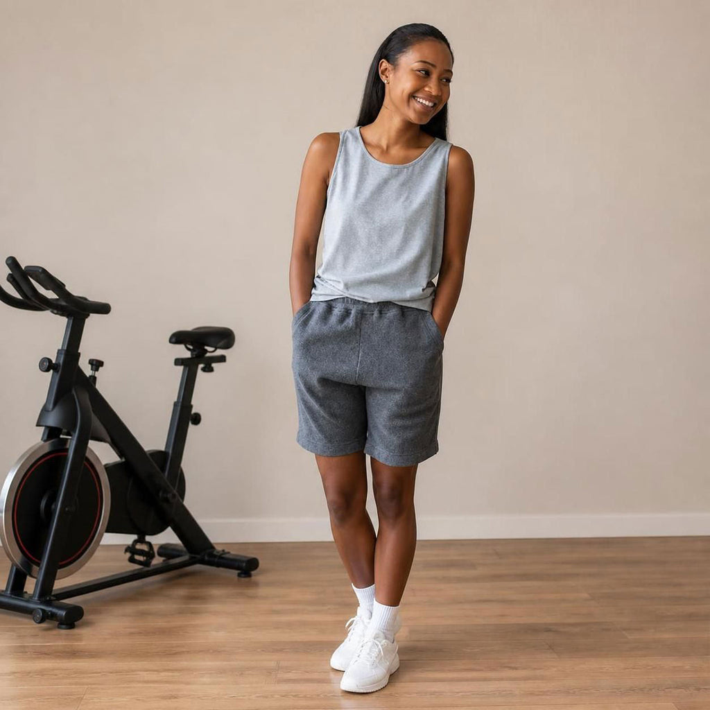 TETON 100% Organic Cotton Fleece Sweat Shorts (OC Thread, Covered Organic Elastic Waist, No Polyester, No Synthetics) (100% Biodegradable)