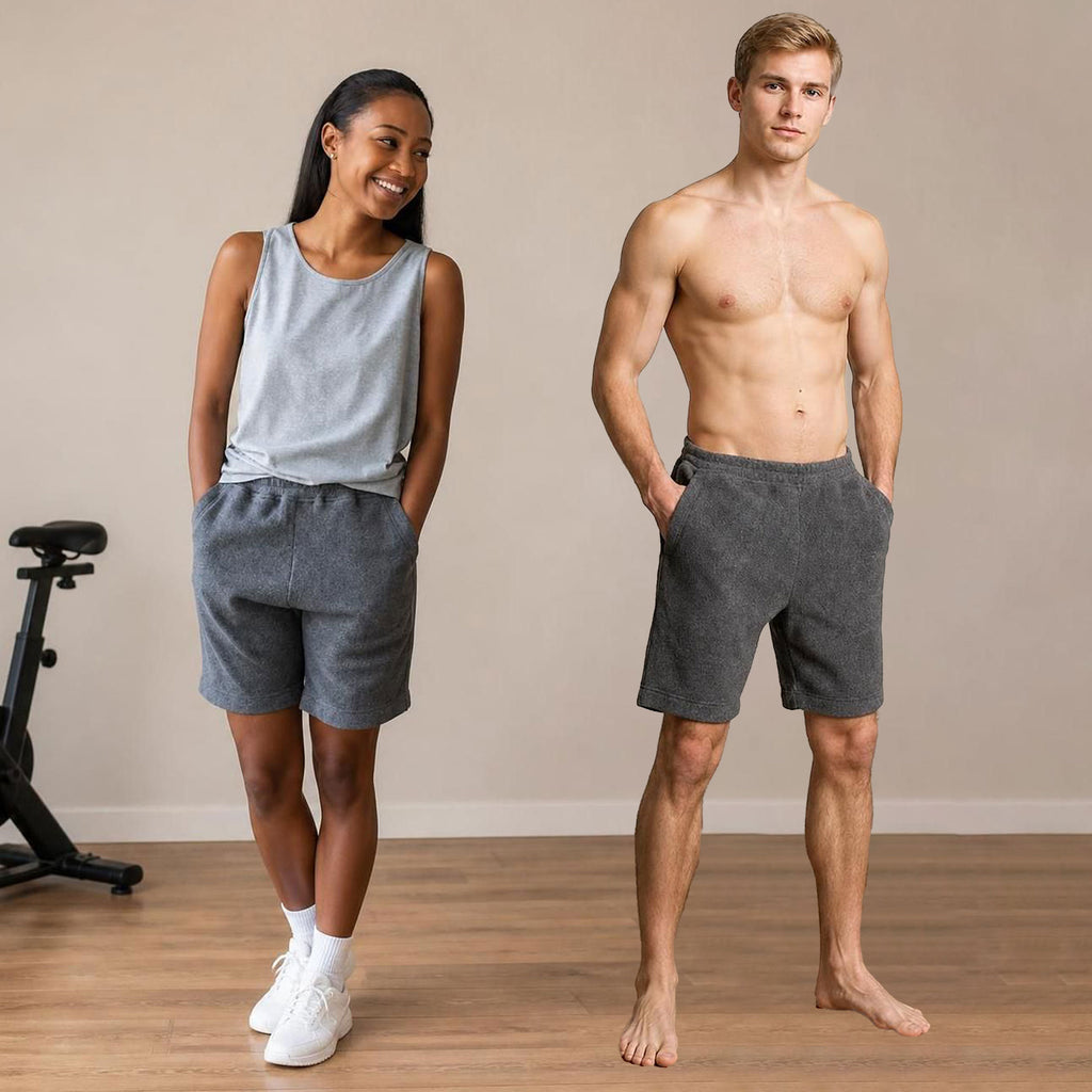 TETON 100% Organic Cotton Fleece Sweat Shorts (OC Thread, Covered Organic Elastic Waist, No Polyester, No Synthetics) (100% Biodegradable)