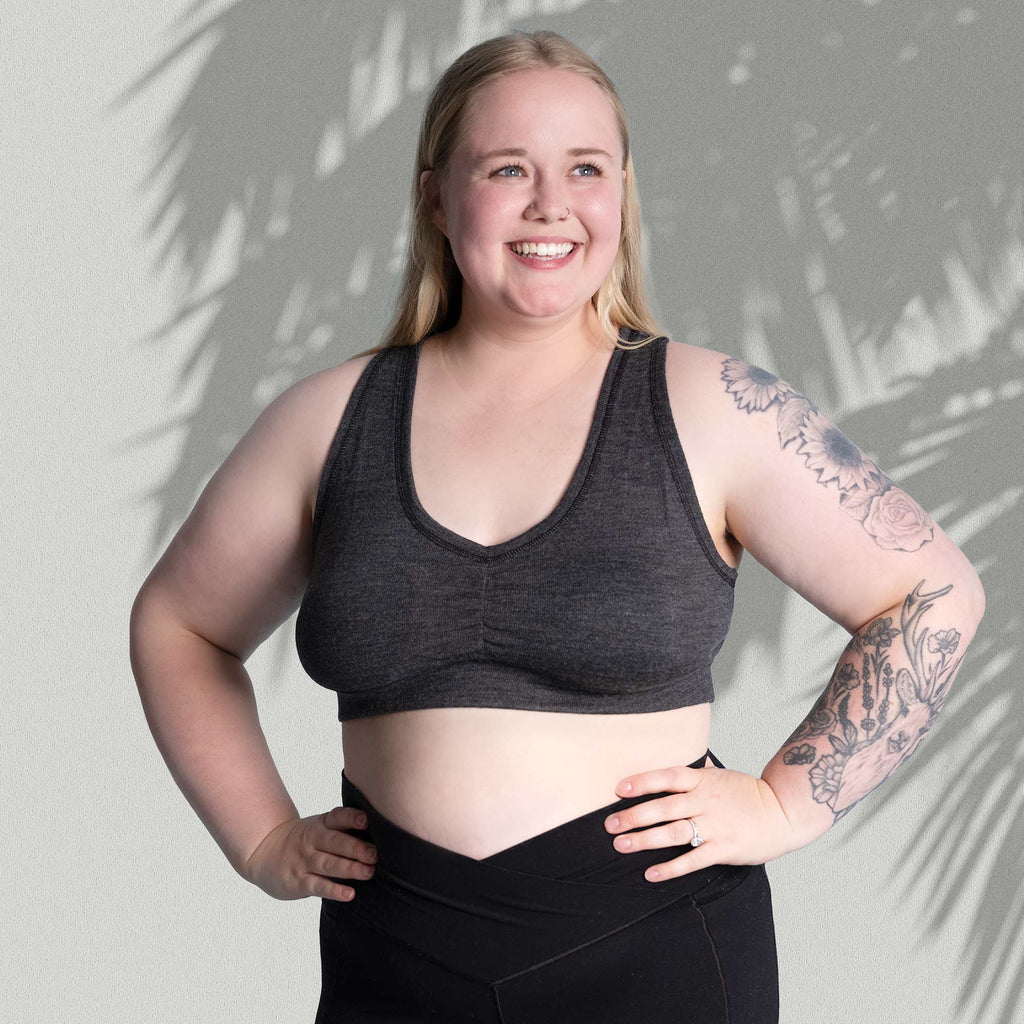 TINA 100% Organic Merino Wool Bra | Bra Liner (Plastic-free, OC Thread, No Polyester, Certified Organic, Not Superwashed, Covered Organic Elastic Band, No Endocrine Disrupting Forever Chemicals, No Synthetics) (100% Biodegradable) (Non-returnable)