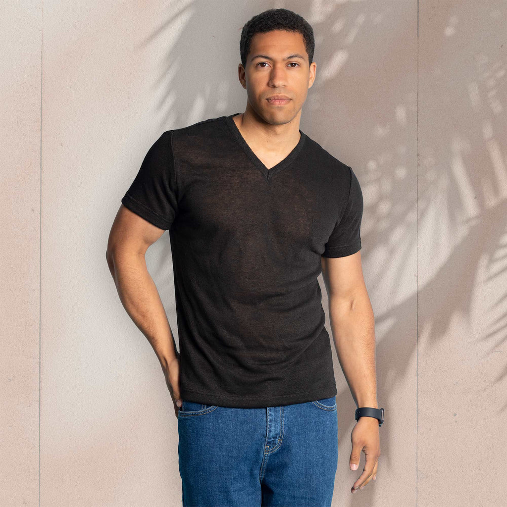 100% organic hemp V-neck t-shirt