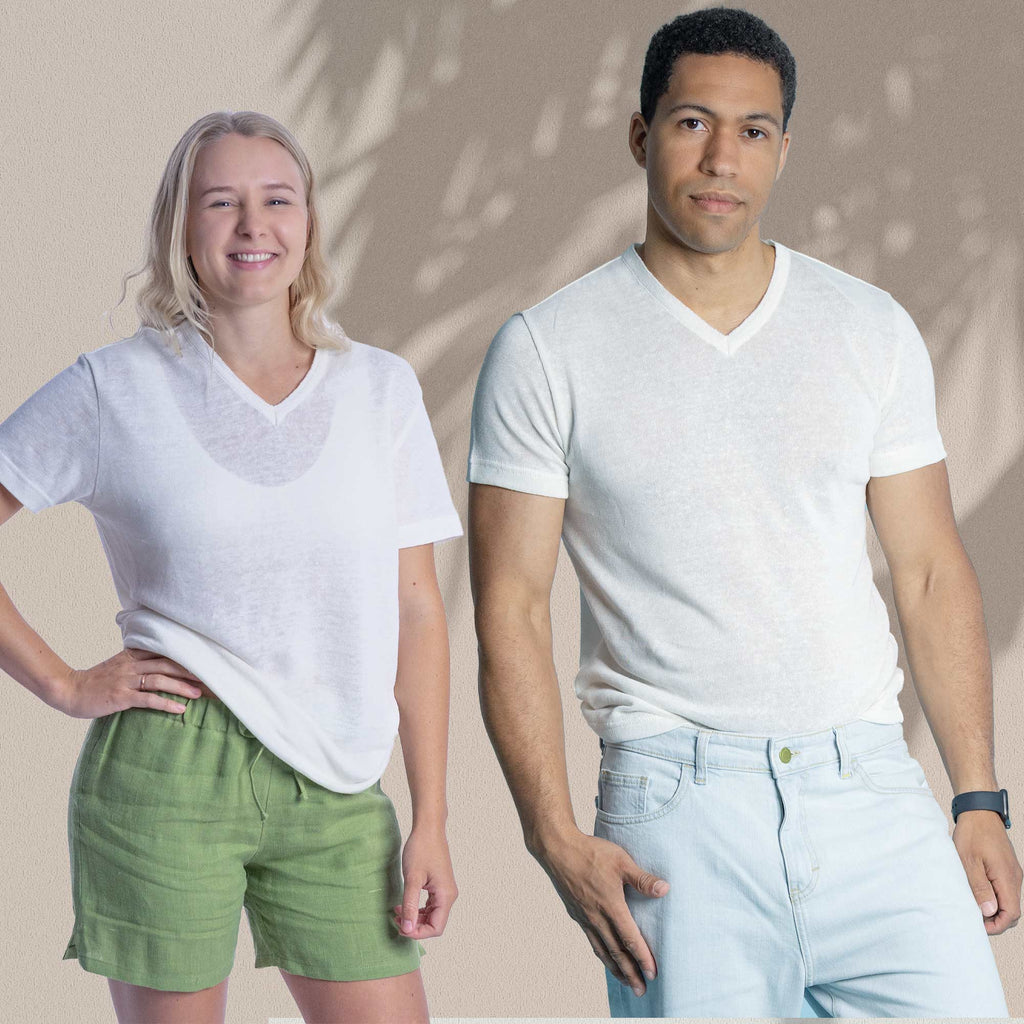 plastic-free 100% organic hemp V-neck t-shirt