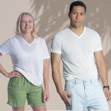 Load image into Gallery viewer, plastic-free 100% organic hemp V-neck t-shirt