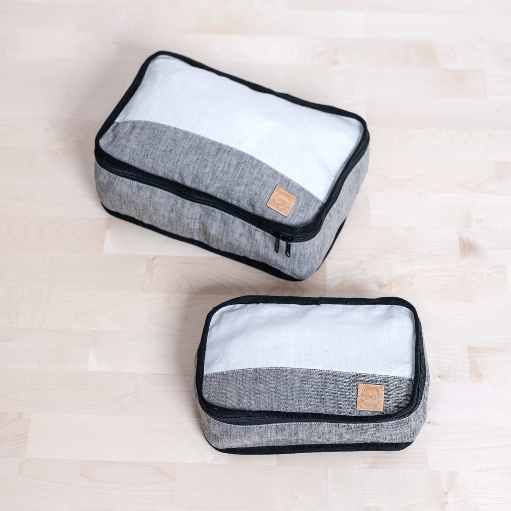 TOTORO 100% Organic Linen Packing Cubes - Travel Sorters & Organizers (OC Thread, YKK Zippers) (99.99% Biodegradable)