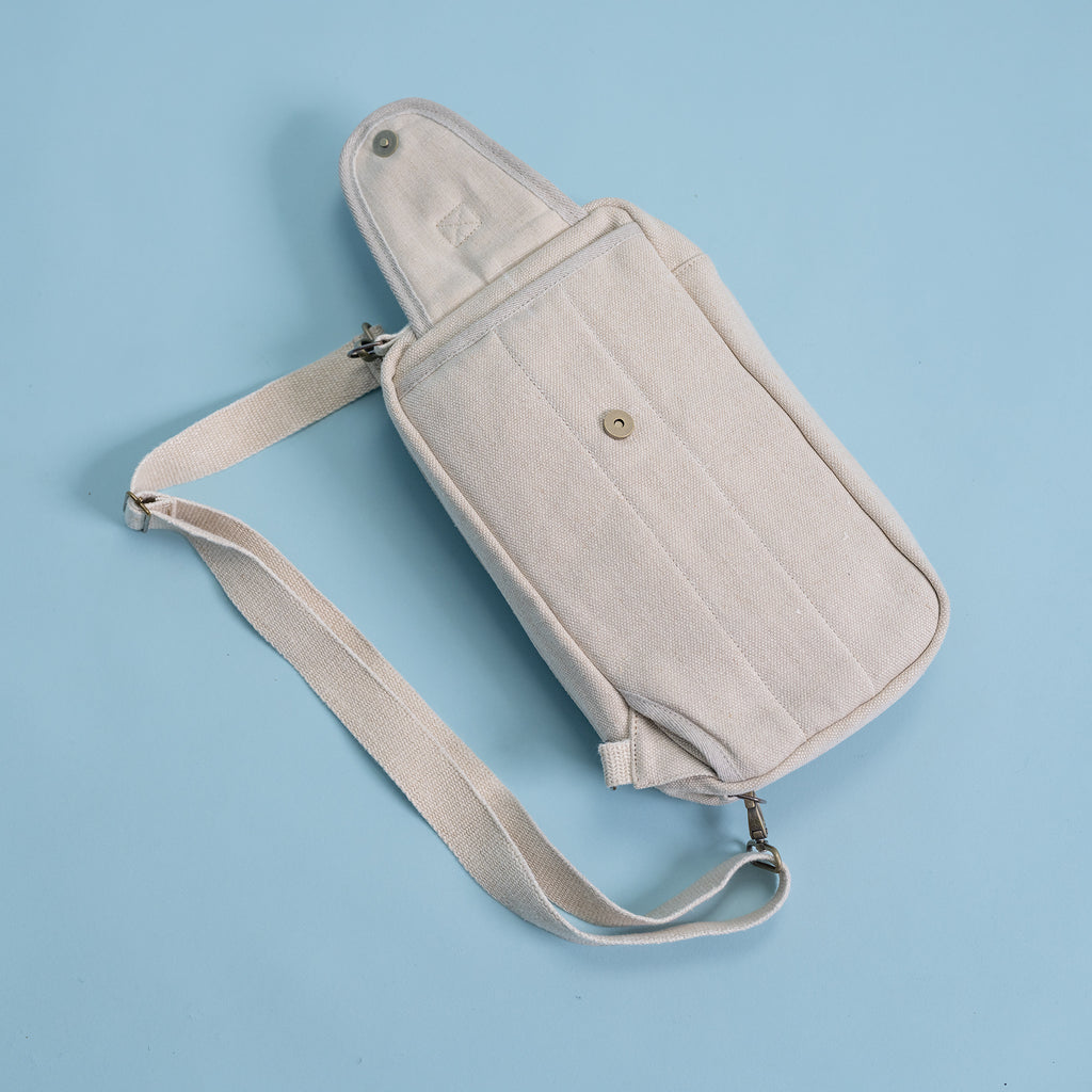 organic linen crossbody shoulder bag