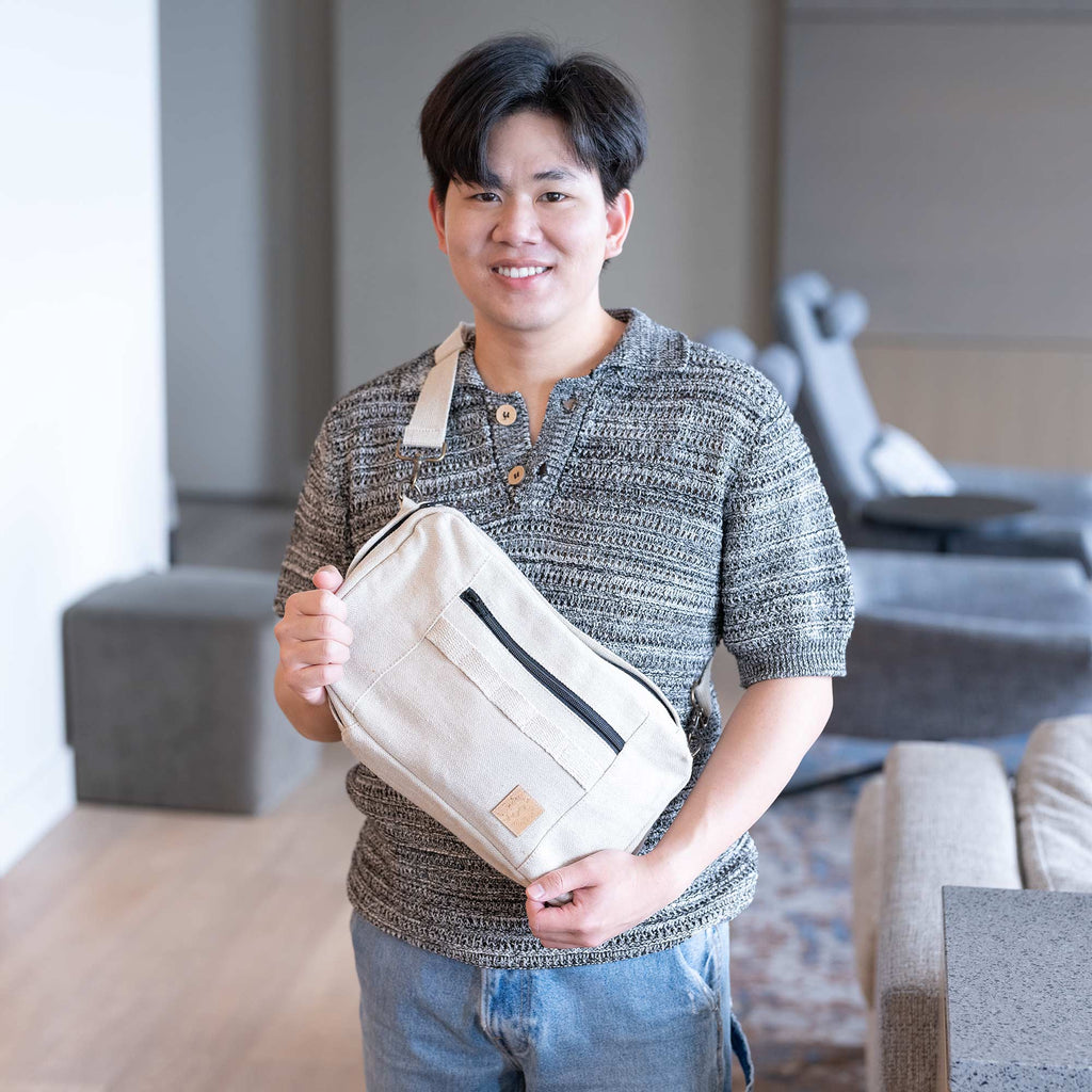 organic linen crossbody bag