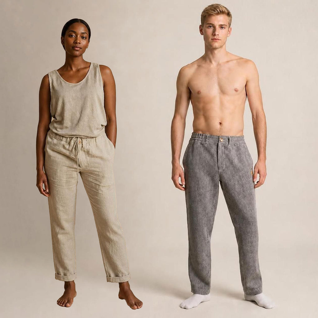 plastic-free 100% organic linen flex-waist jogger pants