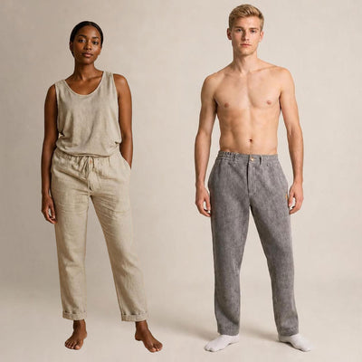 plastic-free 100% organic linen flex-waist jogger pants