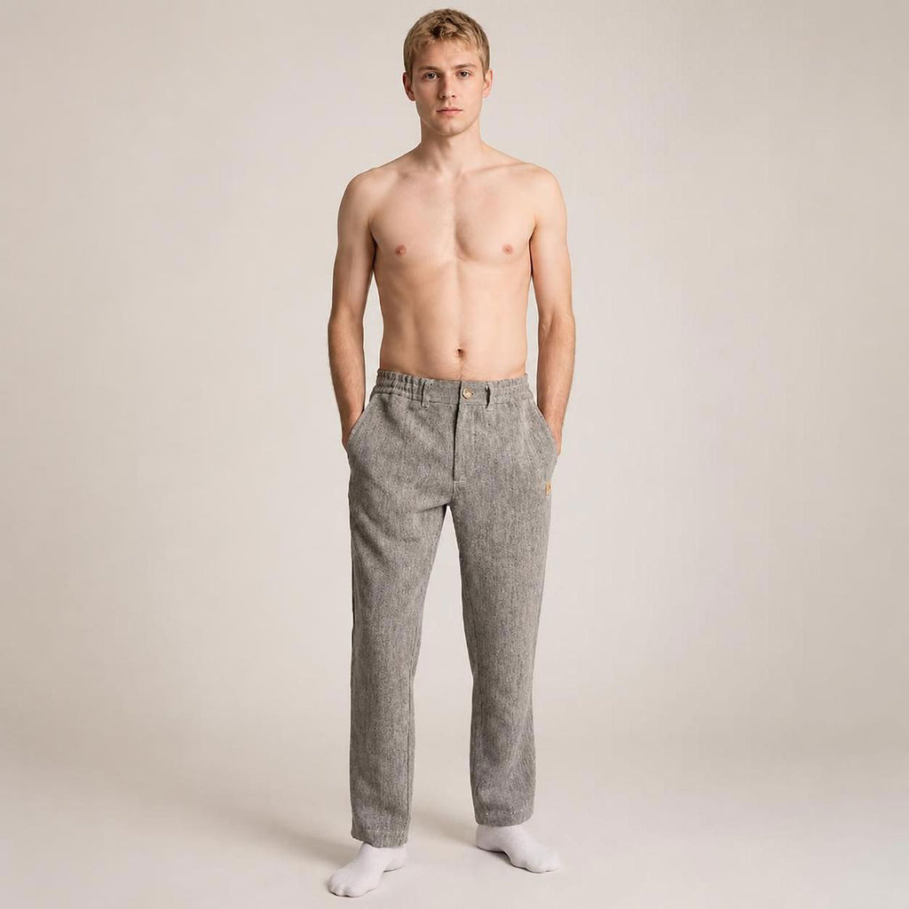 VENTURA Flex-Waist 100% Organic Linen Jogger Pants (Unisex) (OC Thread, Organic Elastic, Nut Buttons, YKK Zippers) (99.6% Biodegradable)