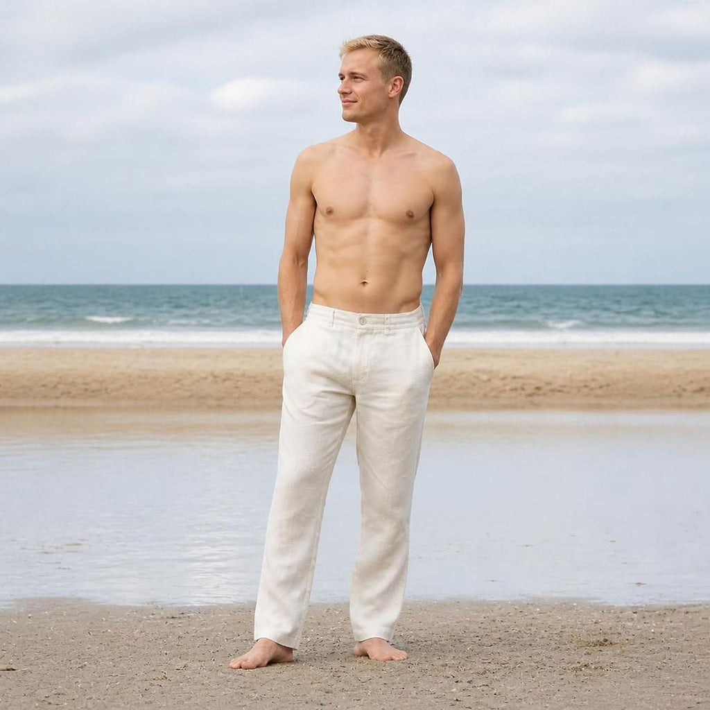100% organic linen work pants