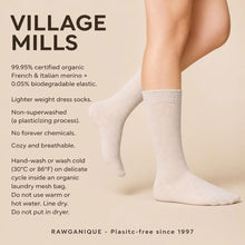 Load image into Gallery viewer, VILLAGEMILLS 2-Ply 99.95% Organic Merino Wool Dress Socks (0.05% Bio Elastic) (Lighter Finer Weight, Certified Organic, Not Superwashed) (100% Biodegradable)