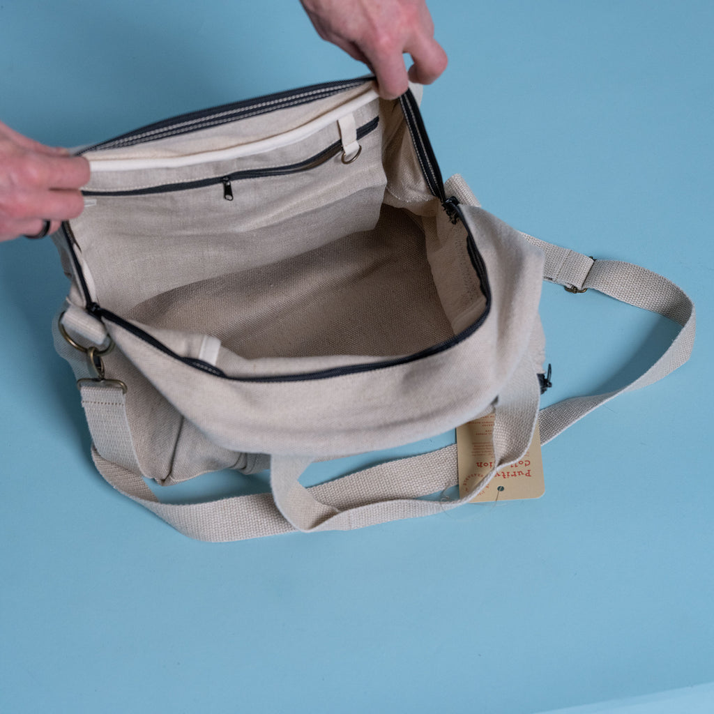 plastic-free hemp duffel bag