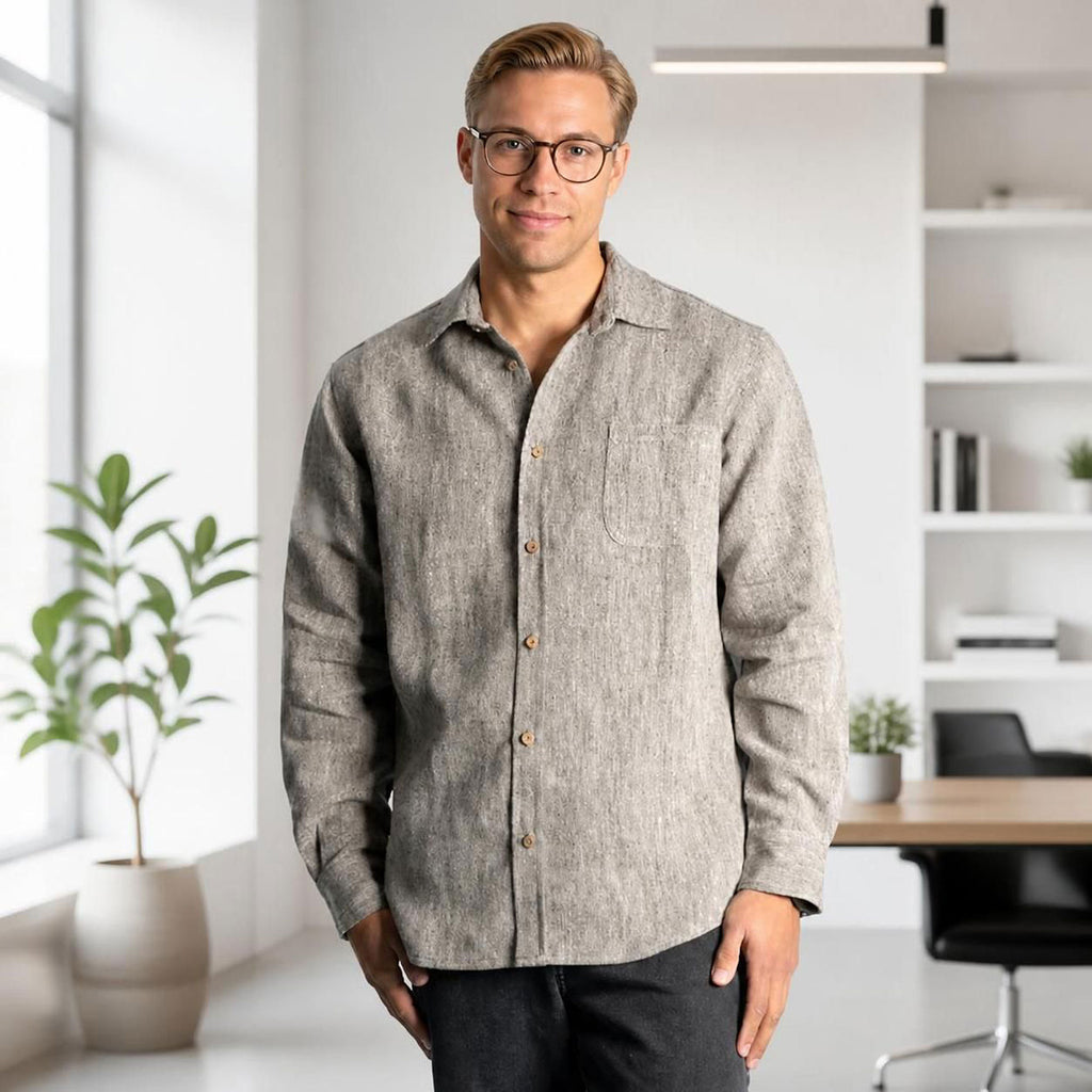 100% natural organic linen dress shirt