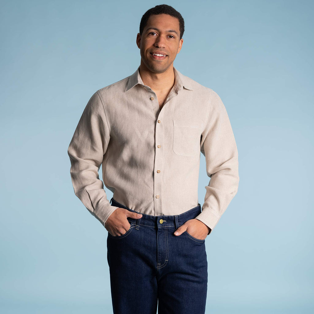 organic linen dress shirt with pocket
