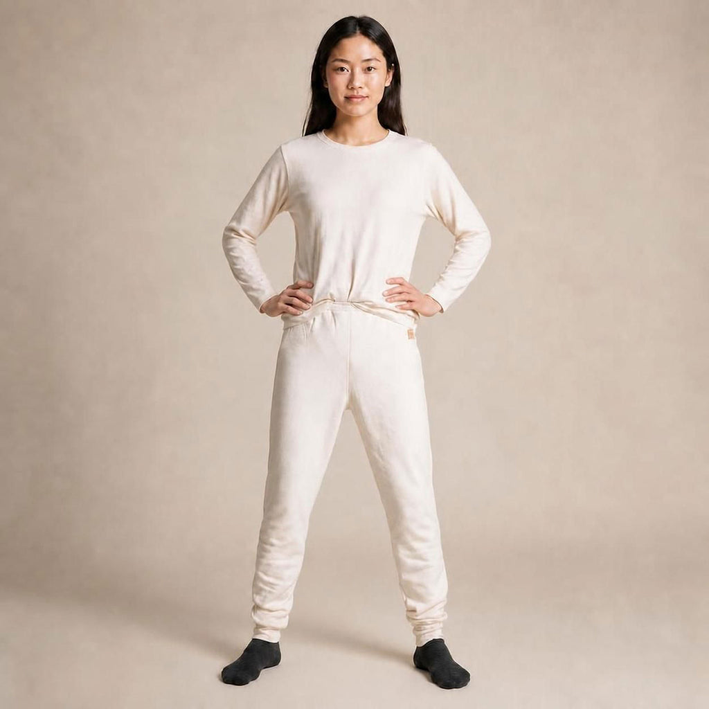 WHISTLER 100% Organic Cotton Fleece Leggings Long Johns Thermal Pants (99%-100% Biodegradable)