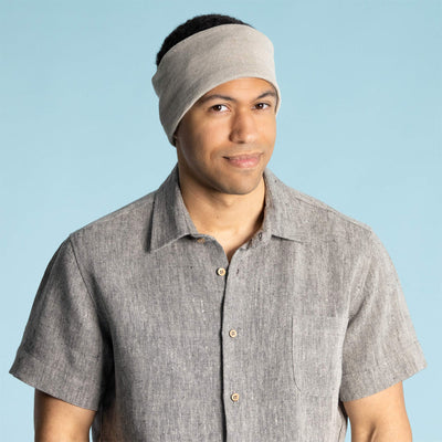 SIERRA NEVADA  Elastic-Free 100% Linen Knit Eyeshade / Headband / Ear Warmer / Neck Warmer (Plastic-free) (OC Thread) (100% Biodegradable)