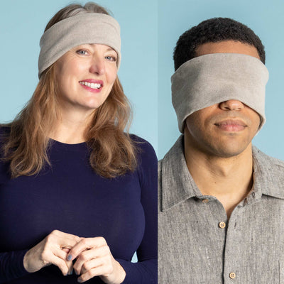 SIERRA NEVADA  Elastic-Free 100% Linen Knit Eyeshade / Headband / Ear Warmer / Neck Warmer (Plastic-free) (OC Thread) (100% Biodegradable)