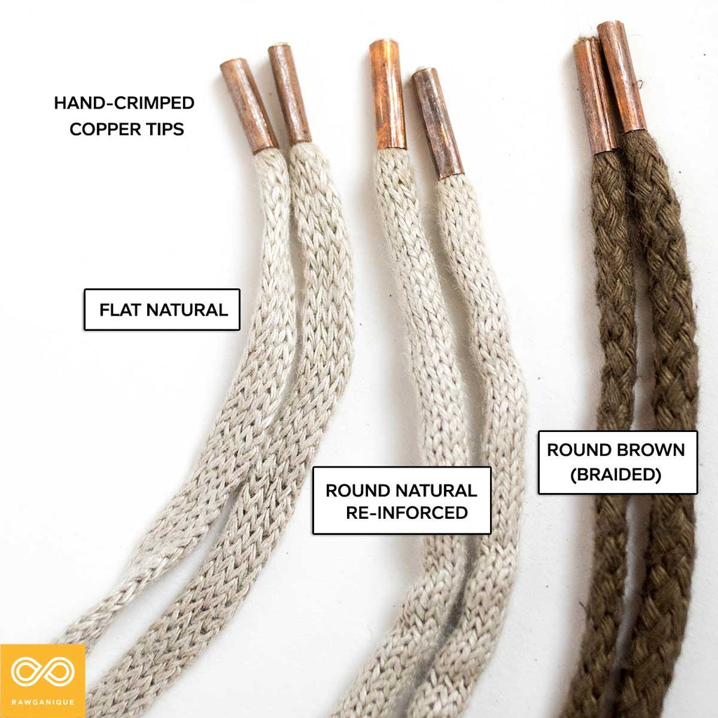 Easter Island 100% Hemp Shoelaces (Solid Colors) (Hand-crimped Copper Tips) (100% Biodegradable)