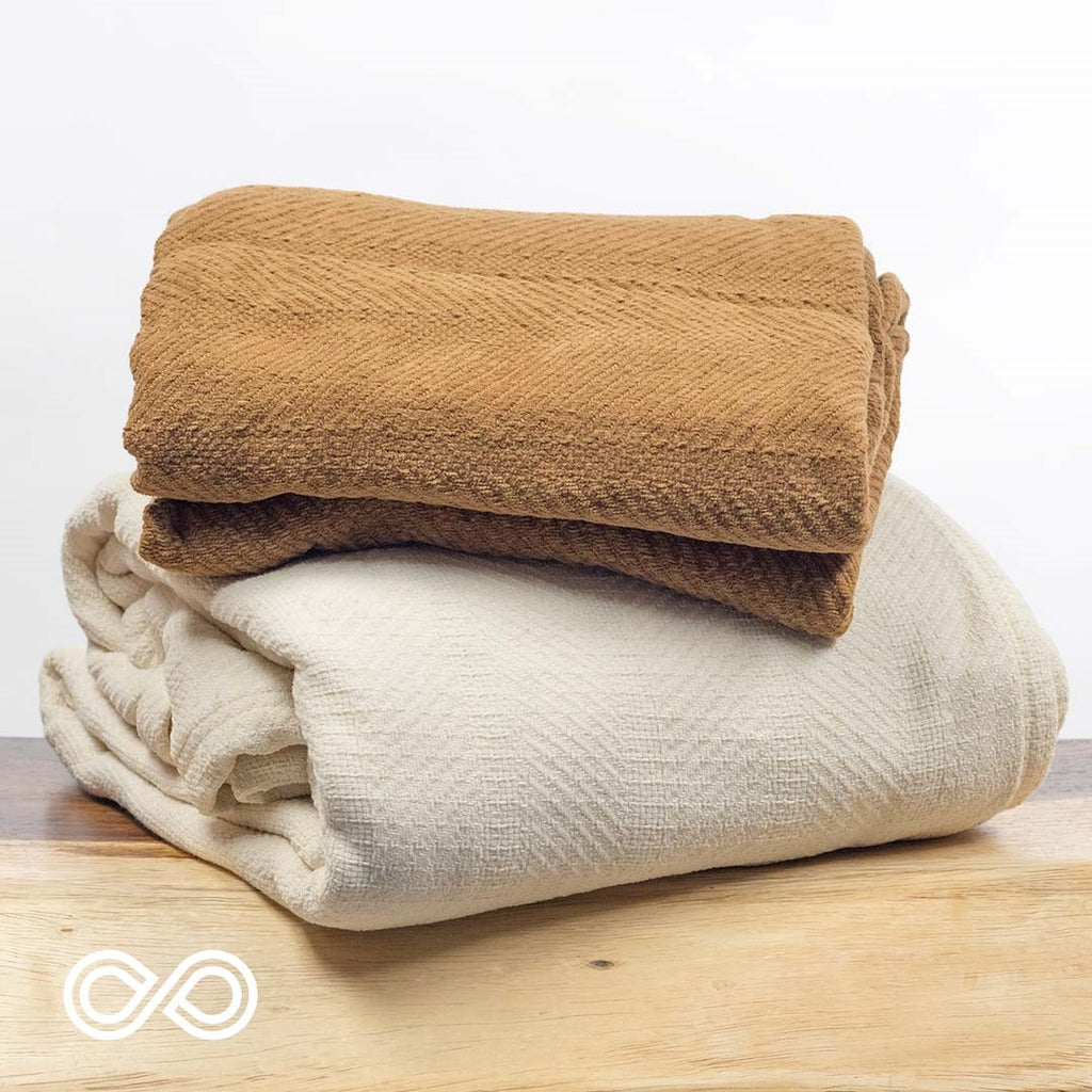 100% Organic Cotton Chenille Herringbone Blanket (Grown & Made in USA) (Rare, Discontinued) (99.99% Biodegradable)