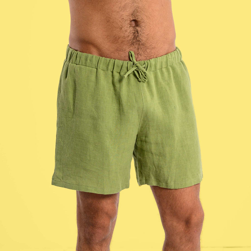 100% linen gym shorts