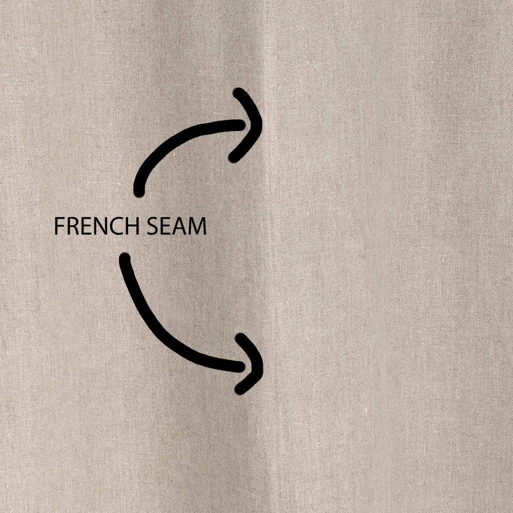 BOTTICELLI Organic Linen Blackout Curtain (With Organic Cotton Back) (Reversible, OC Thread, No PVC, No Vinyl, No Acrylic, No Polyester, No Plastic, No Synthetics Whatsoever) (Handmade Hemp Macrame Rings) (100% Biodegradable)