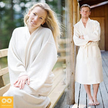 Load image into Gallery viewer, 100% organic cotton waffle bathrobe