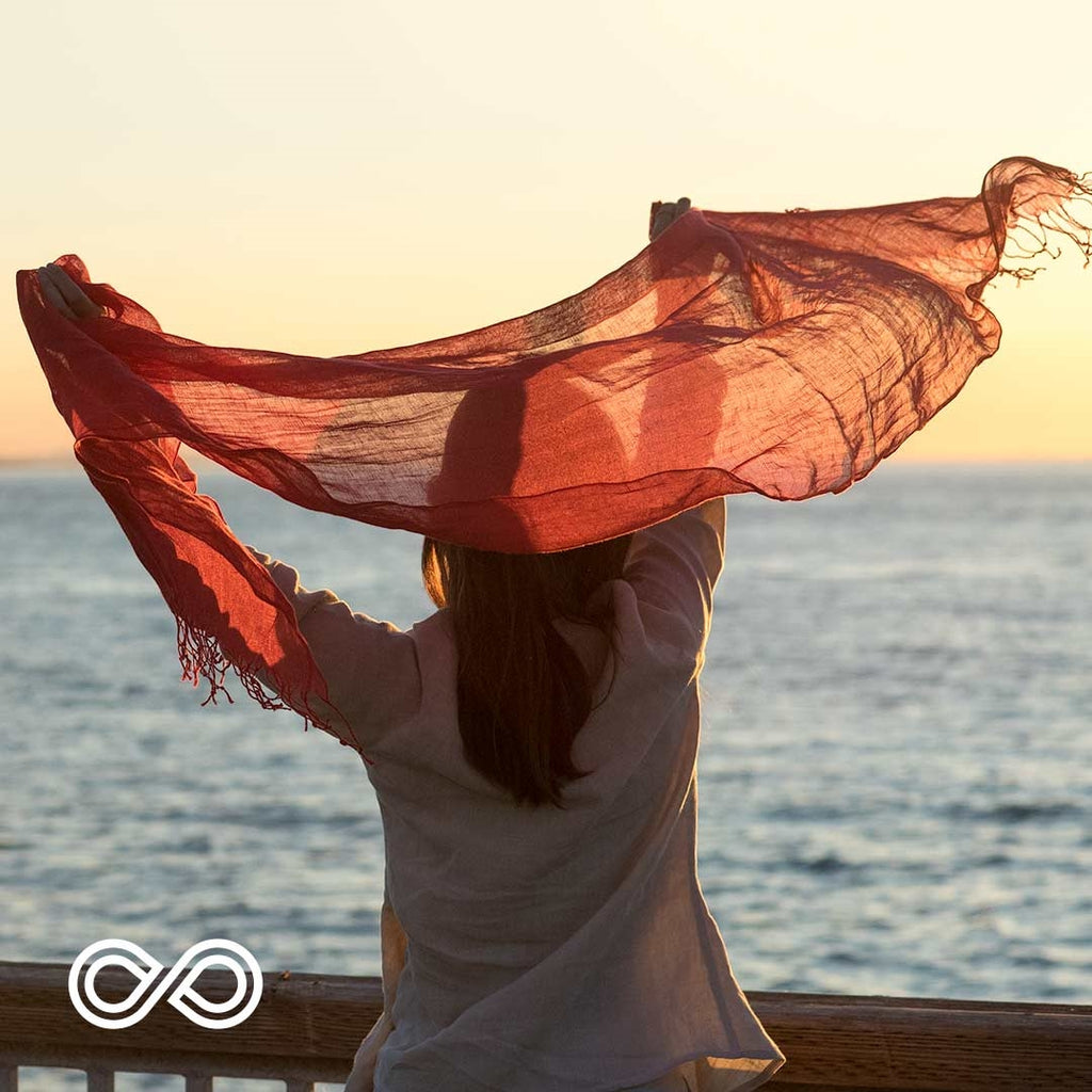 TAORMINA 100% Organic Hemp Scarf (24" x 70") (Gauzy, Lightweight)