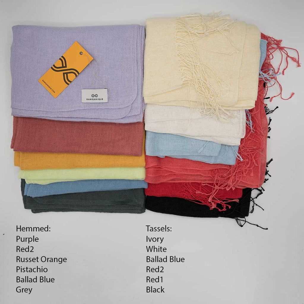 TAORMINA 100% Organic Hemp Scarf (24" x 70") (Gauzy, Lightweight)