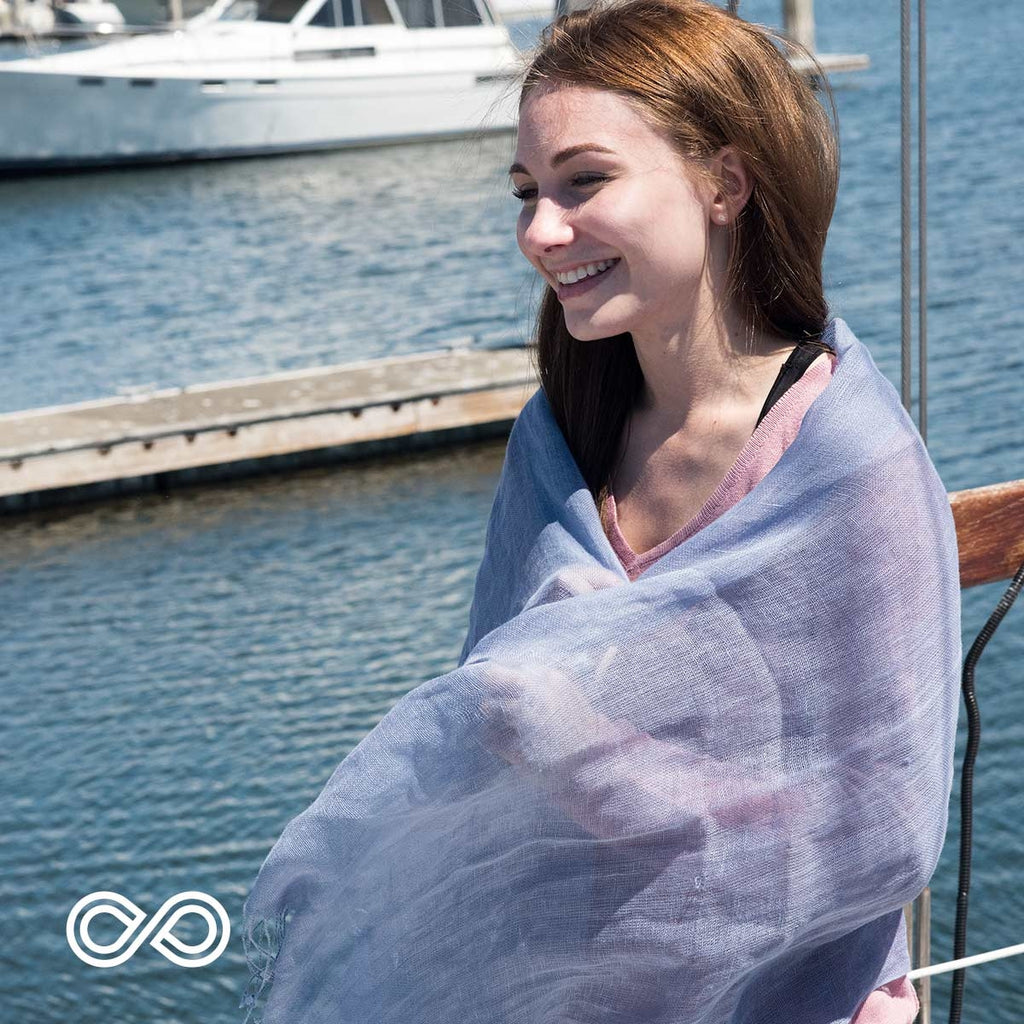TAORMINA 100% Organic Hemp Scarf (24" x 70") (Gauzy, Lightweight)