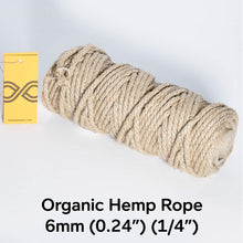 Load image into Gallery viewer, 6mm Organic Hemp Rope (1/4") (1kg Roll) (100% Biodegradable)