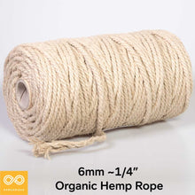Load image into Gallery viewer, 6mm Organic Hemp Rope (3kg Roll) (100% Biodegradable)