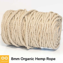 Load image into Gallery viewer, 8mm Organic Hemp Rope (4kg Roll) (100% Biodegradable) (100% Biodegradable)
