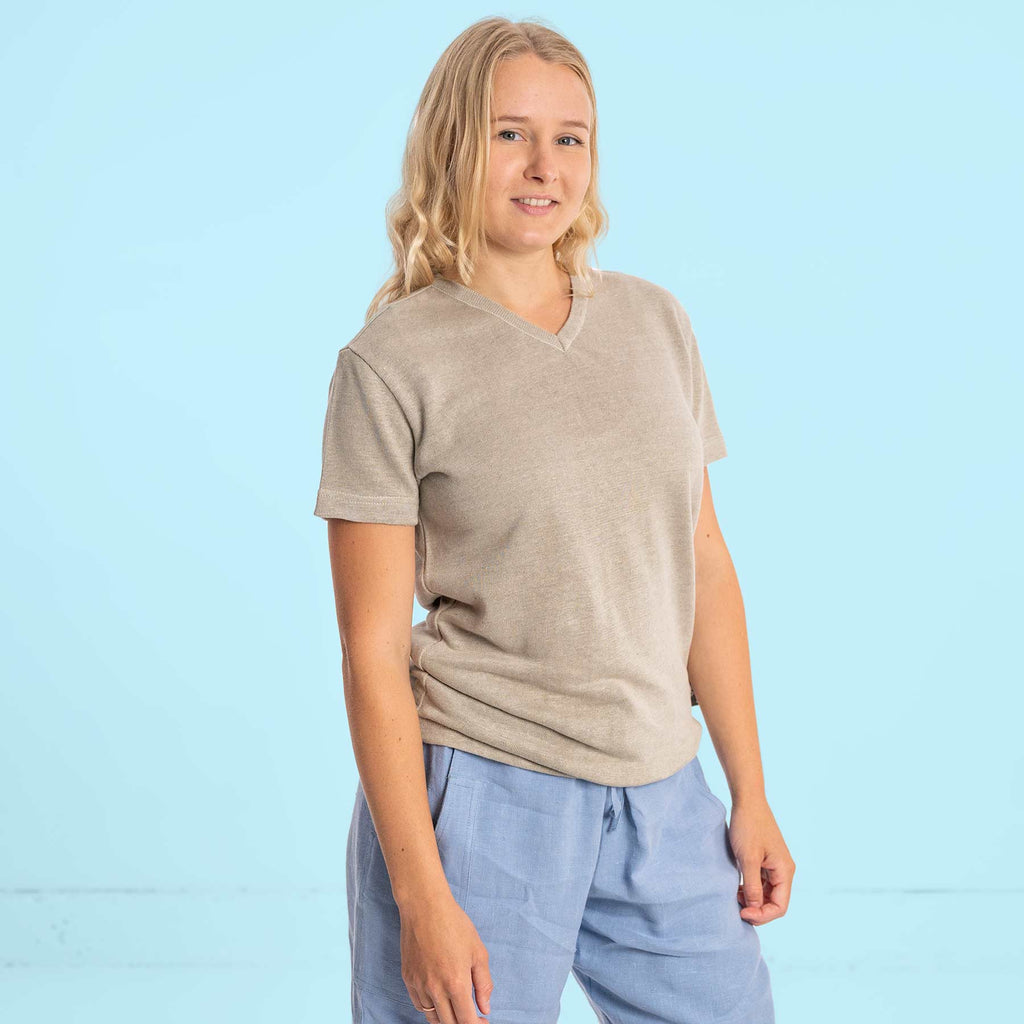 v neck linen t-shirt