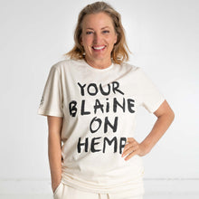 Load image into Gallery viewer, PUREVALLEY 100% Organic Cotton T-Shirt - Eco-Printed: Your Blaine On Hemp (99.9% Biodegradable)