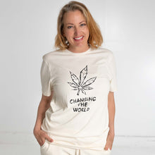 Load image into Gallery viewer, PUREVALLEY 100% Organic Prima Cotton T-Shirt - Eco-Printed: Changing The World (99.9% Biodegradable)