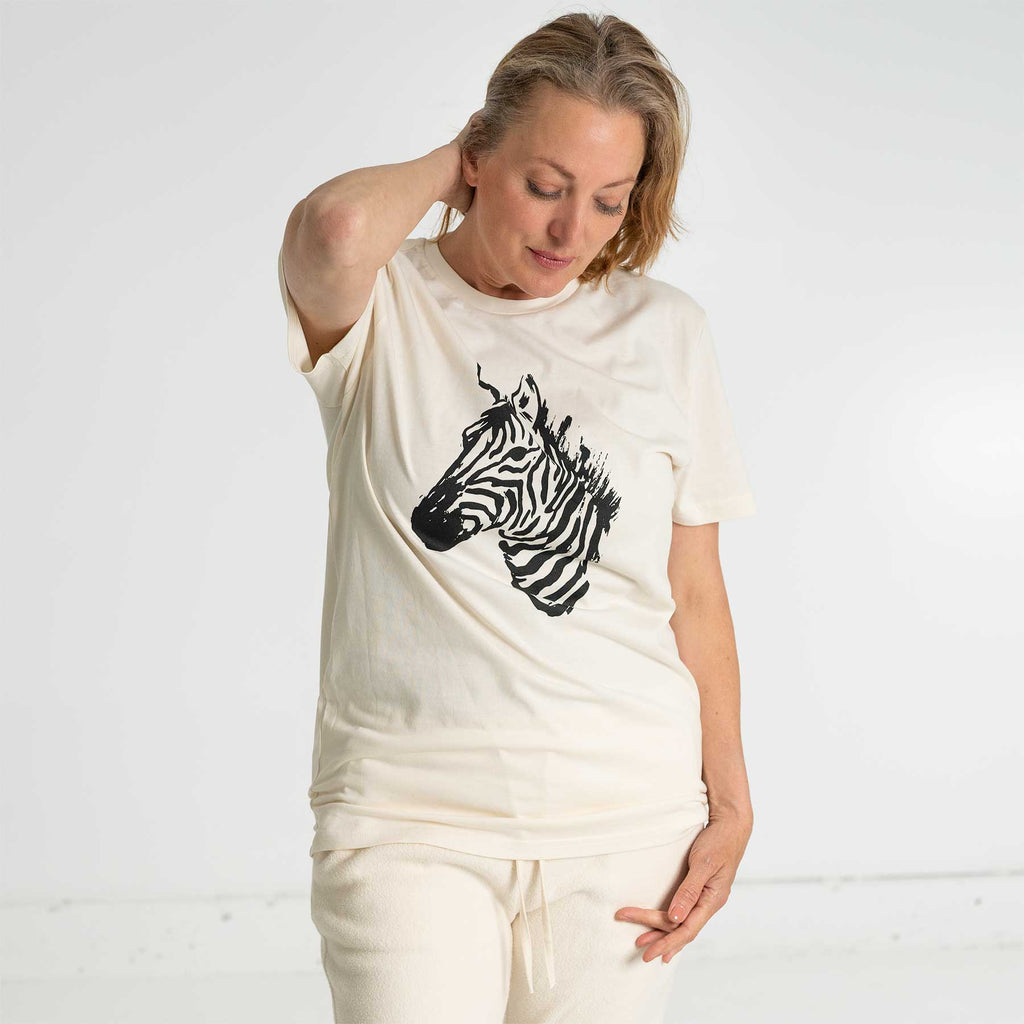 100% organic cotton t-shirt zebra design