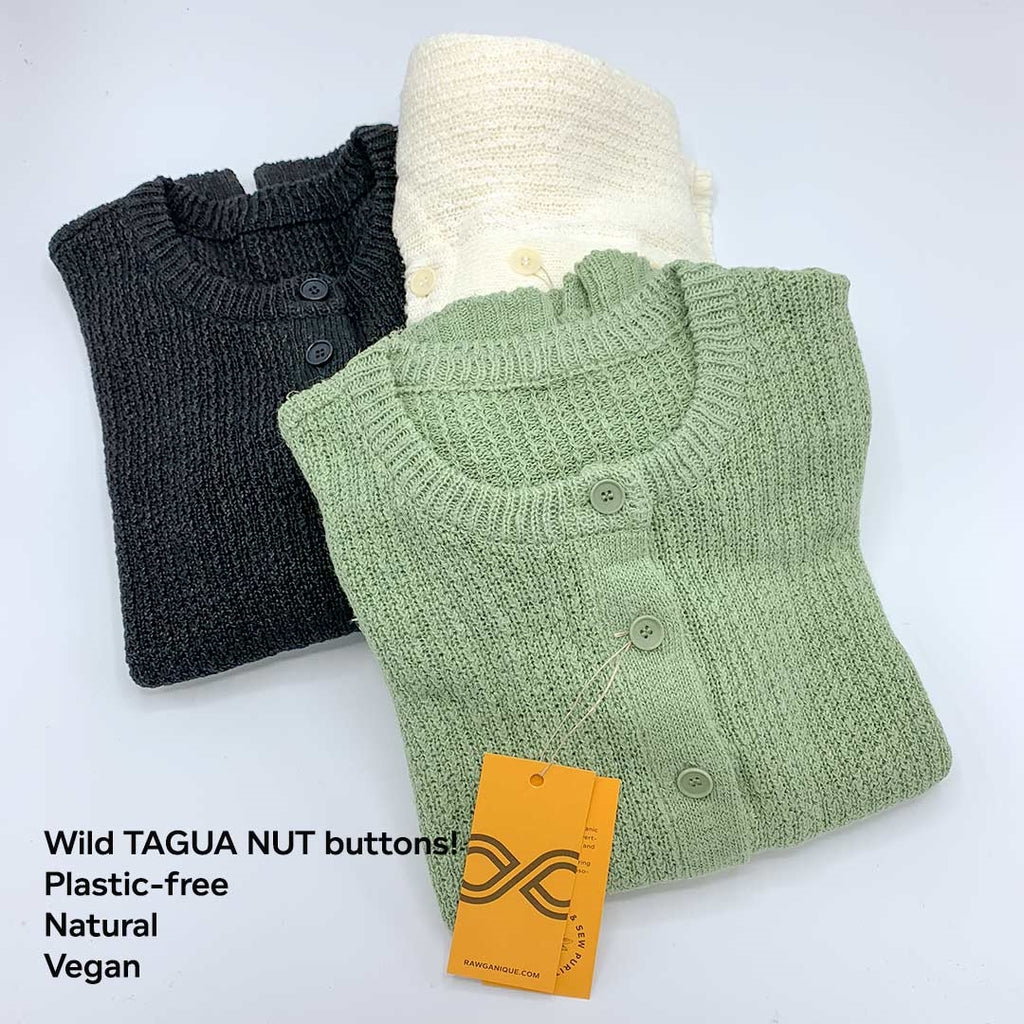 PRISCILLA 100% Organic Linen Knit Cardigan (Plastic-Free Nut Buttons, 99.95% Biodegradable)