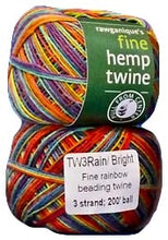 Load image into Gallery viewer, 3-Strand Unwaxed Dyed Rainbow Hemp Twine
