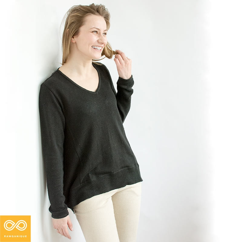 MONT BLANC V-Neck 100% Organic Hemp Knit Tunic Top (Discontinued)
