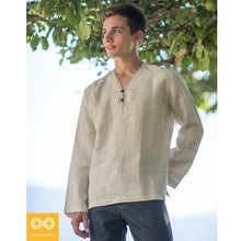 Load image into Gallery viewer, 100% Organic Linen SAMADHI Shirt (Long-Sleeve; Unisex) (Closeout - Final Sale) (99.5% Biodegradable)