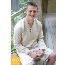 Load image into Gallery viewer, 100% Organic Linen SAMADHI Shirt (Long-Sleeve; Unisex) (Closeout - Final Sale) (99.5% Biodegradable)