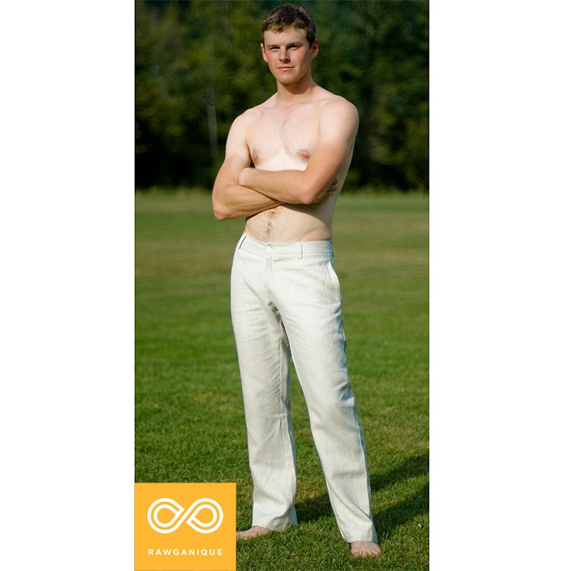 BURLINGHAM Low Rise Flat Front Organic Linen Chinos (Closeout - Final Sale) (99.9% Biodegradable)