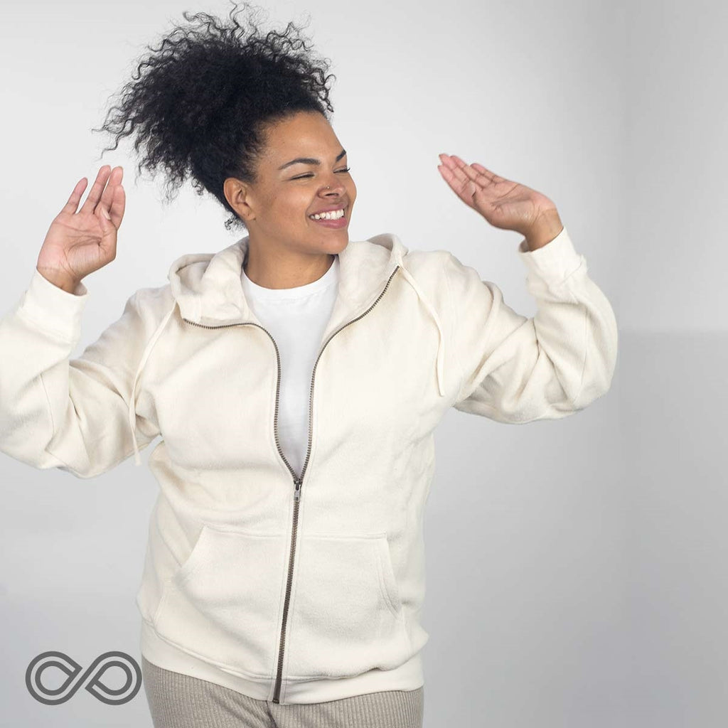 MONT TREMBLANT 100% Organic Cotton Fleece Hooded Zippered Sweatshirt (OC Thread, YKK Zippers) (99.9% Biodegradable)