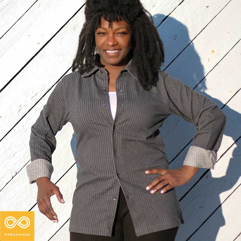100% organic cotton knit button down shirt