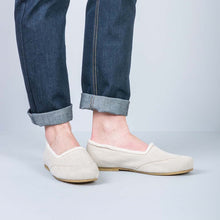 Load image into Gallery viewer, SNOW WHITE Handmade Hemp Ballet Flats (Lined with 100% Organic Cotton Fleece)
