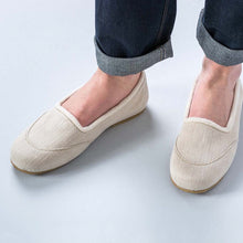 Load image into Gallery viewer, SNOW WHITE Handmade Hemp Ballet Flats (Lined with 100% Organic Cotton Fleece)