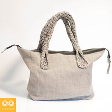 Load image into Gallery viewer, Bespoke Handmade 100% Organic French Linen Handbag (CLAREMONT) (99.6% Biodegradable)