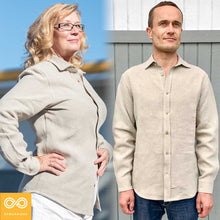 Load image into Gallery viewer, RAPHAEL 100% Organic Hemp 10oz Long-Sleeve Shirt (Thicker 10oz Fabric, Plastic-Free Coconut Buttons) (99.99%-100% Biodegradable)