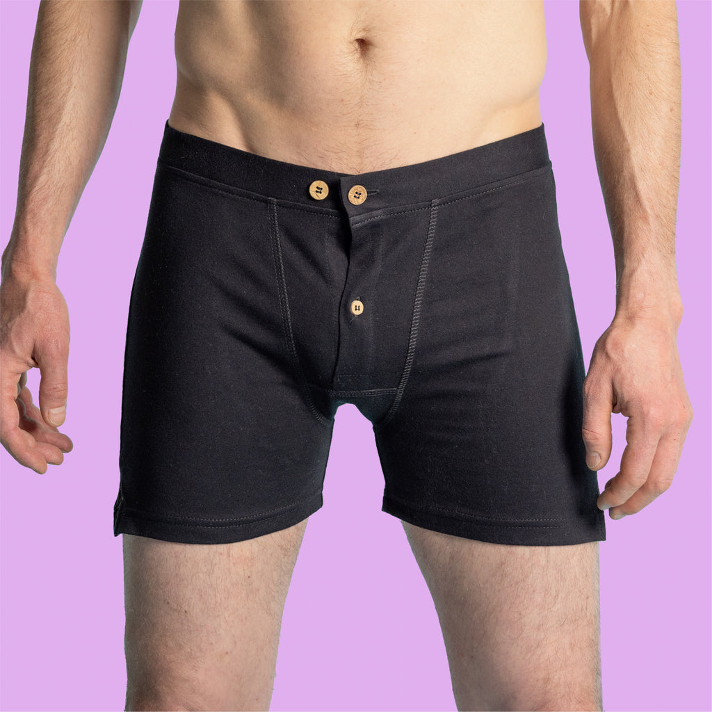 CORBIN Elastic-Free 100% Organic Cotton Boxers (OC Thread, No Drawstrings, Gusset Crotch, Nut Buttons, OC Interfacing, No Latex, No Plastic, No Synthetics) (100% Biodegradable)