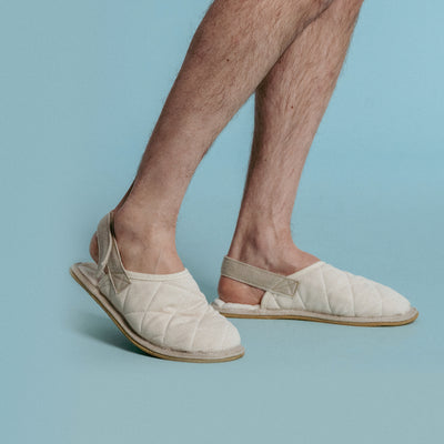 TOKYO 100% Organic Cotton Indoor/Outdoor House Slippers (Natural Rubber Soles, Velcro Closure) (99.9% Biodegradable) (Discontinued)